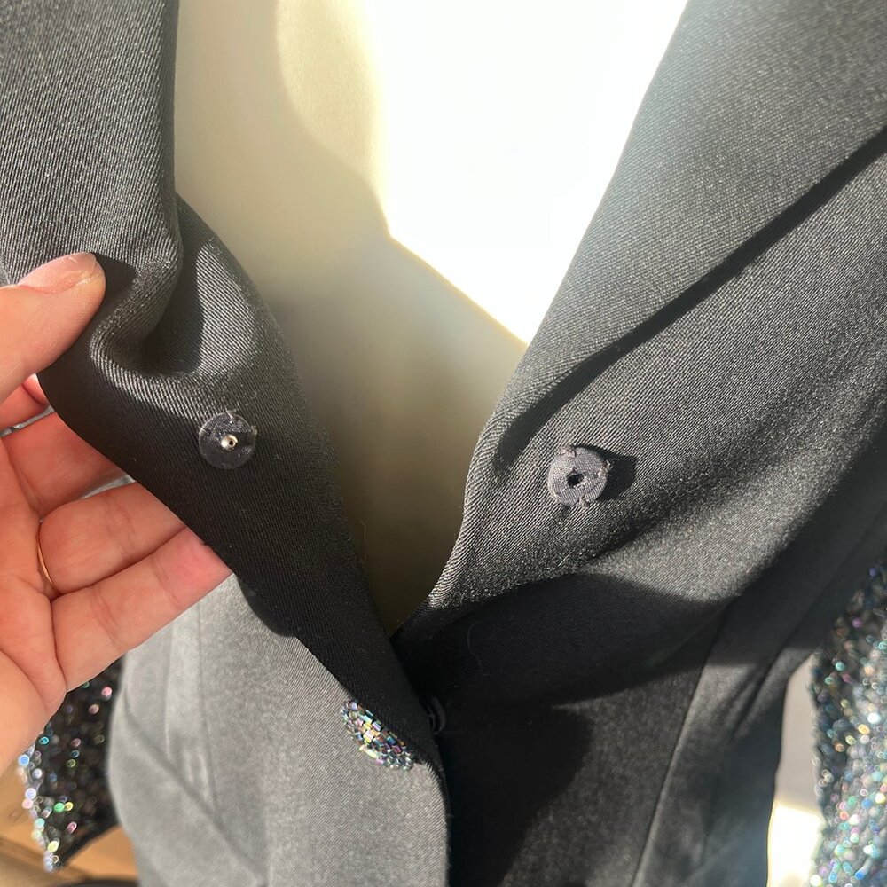 NWOT, Vintage Lulu Bravo Blazer, Iridescent Beaded Sleeves, Sz 12, So Unique! - Picture 6 of 14